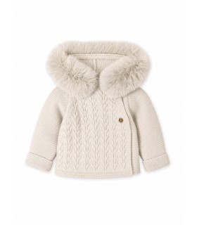 Abrigo Punto Cruzado Capucha Avellana - ¡Compra Ahora!